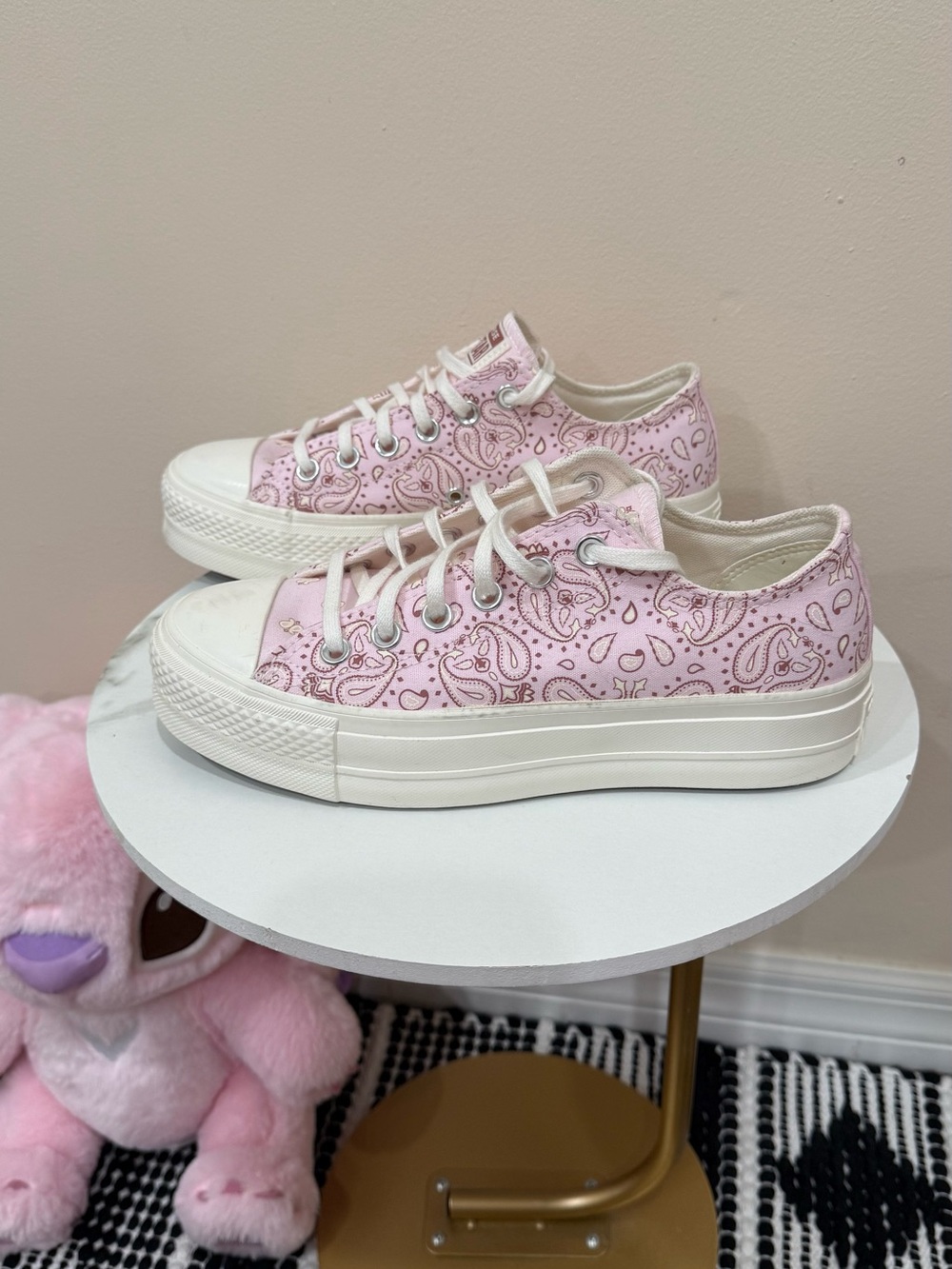 Converse Chuck Taylor All Star Lift Pink Paisley Platform Sneakers 7.5